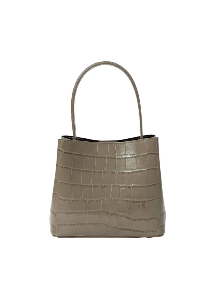 Poșetă din Piele Naturală Mara Taupe Croco Curea Reglabilă Made in Italy