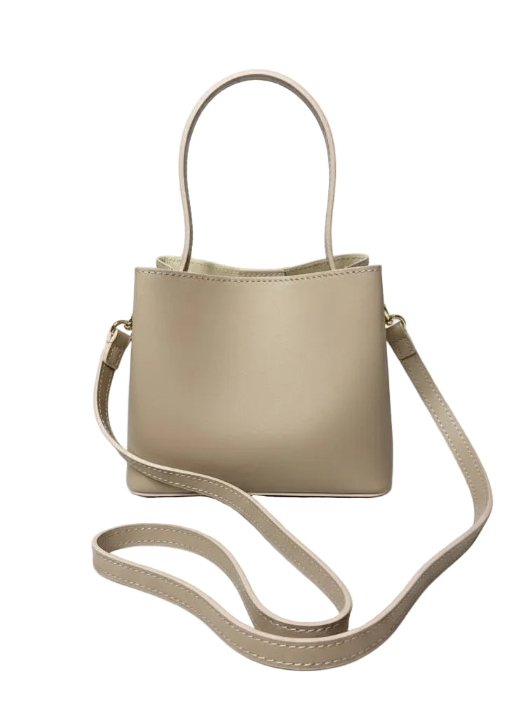 Poșetă din Piele Naturală Mara Beige Curea Reglabilă Made in Italy
