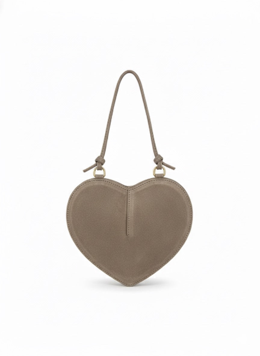 Suede Heart-Shaped Bag - Taupe