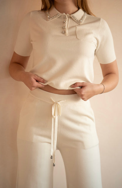 White Diamond Knit Set