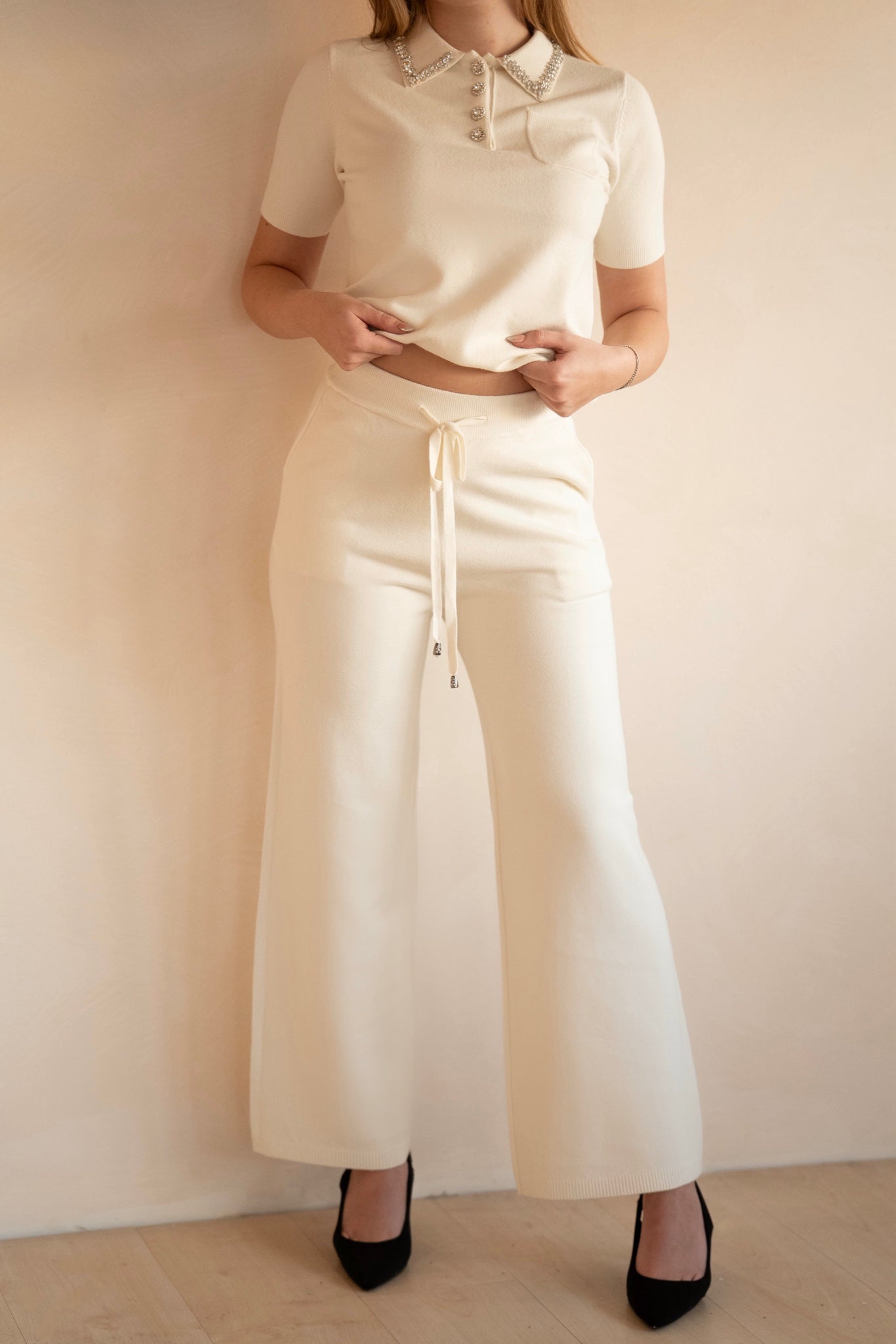 White Diamond Knit Set