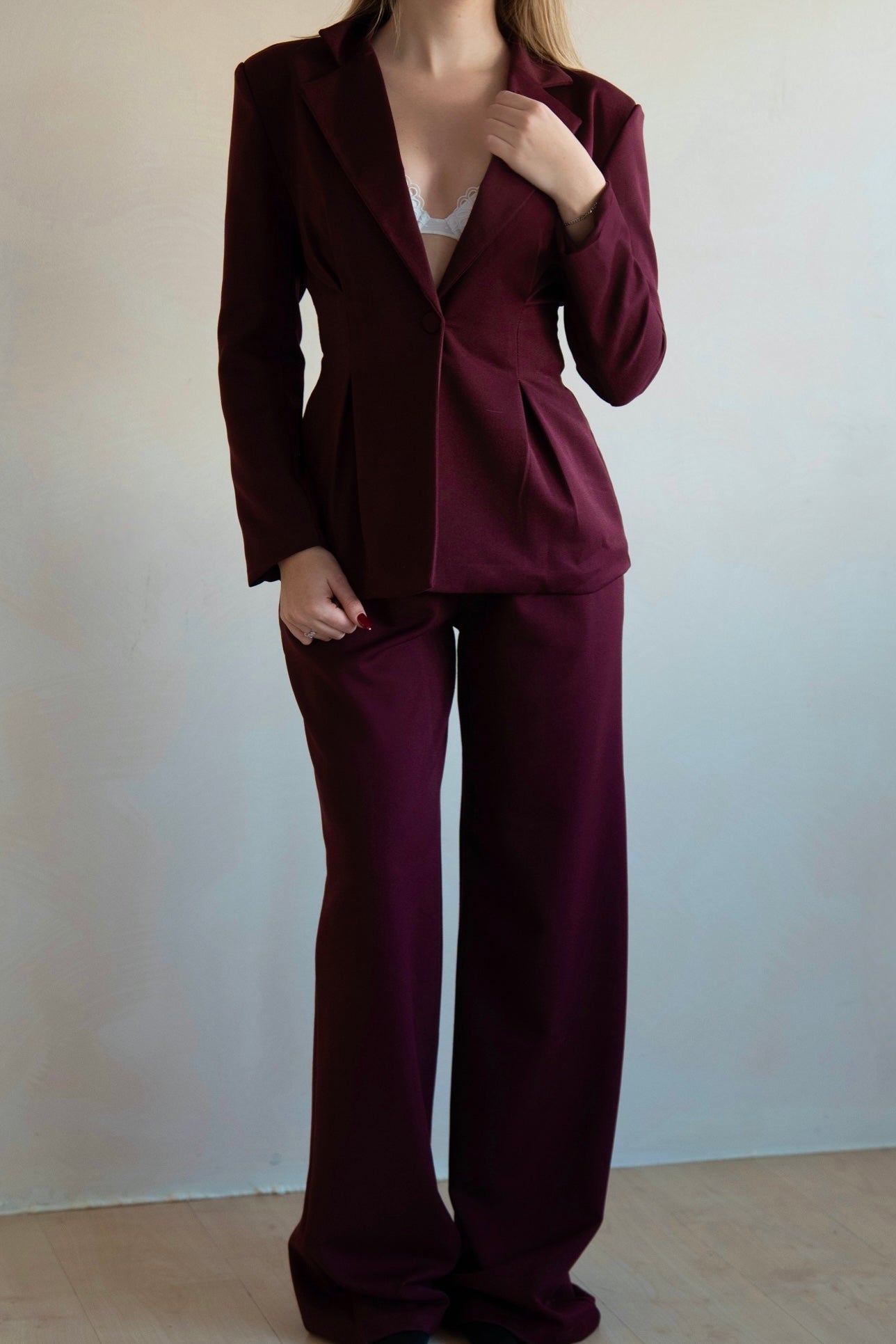 Structured Burgundy Tailored Suit