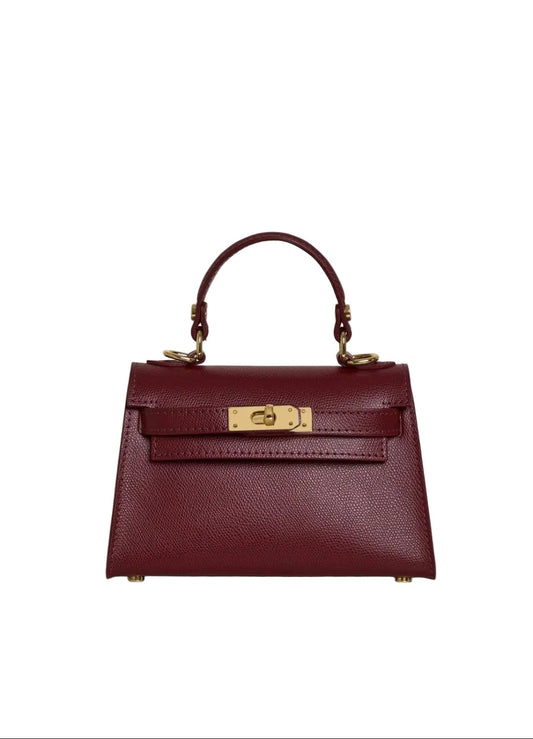 Poșetă Amelia - Bordeaux, Piele Naturală, Made in Italy