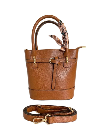 Poșetă din Piele Naturală Cleo Maro Made in Italy