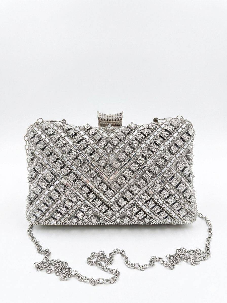 Diamond Glow Clutch - Argintiu