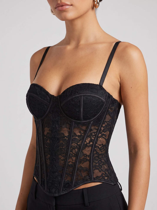 Corset elegant din dantelă pentru damă, cu cupe structurate și efect modelator, ideal pentru ținute elegante, petreceri, evenimente speciale, nunți și ocazii festive. Corset feminin care evidențiază talia și silueta, realizat din materiale premium pentru confort și susținere.