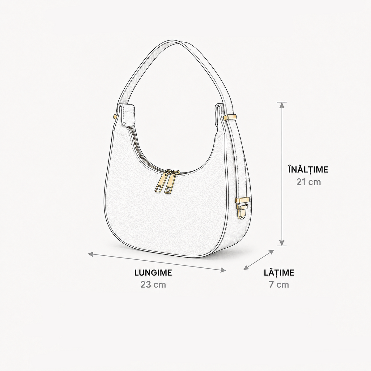 Dimensiuni Poșetă Luna roșie din piele naturală Made in Italy, model de damă cu dimensiuni aproximative 23 × 7 × 21 cm, compactă și practică pentru obiectele esențiale de zi cu zi.
