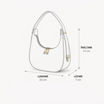 Dimensiuni Poșetă Luna roșie din piele naturală Made in Italy, model de damă cu dimensiuni aproximative 23 × 7 × 21 cm, compactă și practică pentru obiectele esențiale de zi cu zi.
