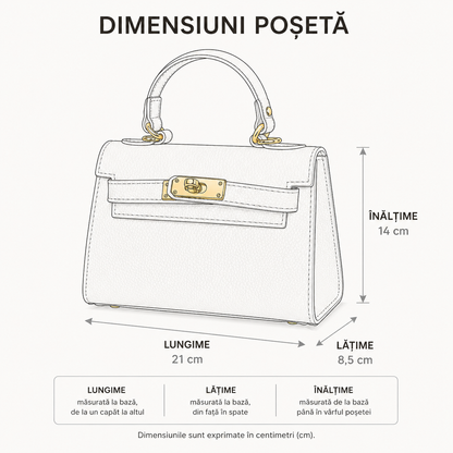 Poșetă Amelia - Turcoaz, Piele Naturală, Made in Italy