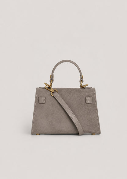 Poșetă Damă din Piele Naturală Amelia - Taupe Piele Întoarsă, Made in Italy