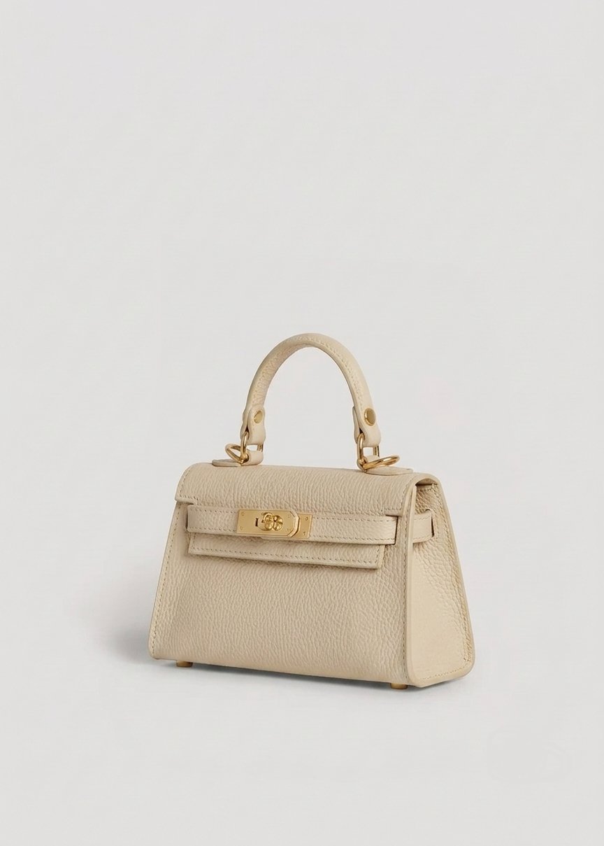 Geantă elegantă crem din piele naturală întoarsă pentru damă, cu textură catifelată, finisaje premium, accesorii aurii și compartiment interior practic. Poșetă Made in Italy, ideală pentru ținute de zi, office, întâlniri, petreceri și stil casual elegant.