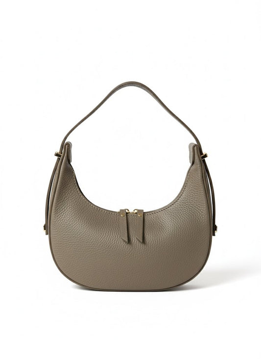 Geantă damă taupe din piele naturală cu design elegant