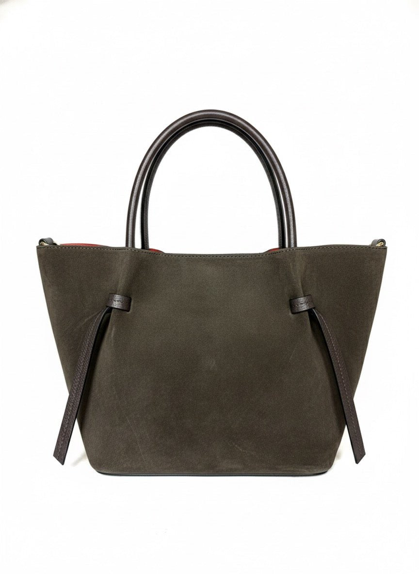 Geantă tote maro închis din piele naturală pentru damă, Made in Italy