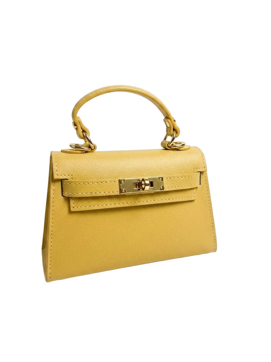 Poșetă Damă din Piele Naturală Amelia - Galbenă, Made in Italy