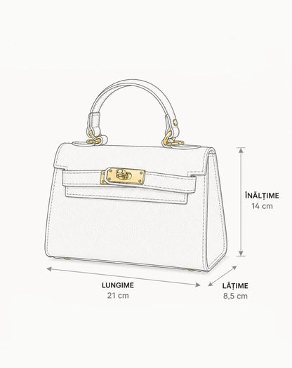 Geantă premium pentru femei, realizată din piele naturală italiană, cu curea detașabilă, accesorii aurii și design sofisticat. Poșetă Made in Italy pentru damă, perfectă pentru office, city break, ieșiri în oraș și evenimente elegante.
