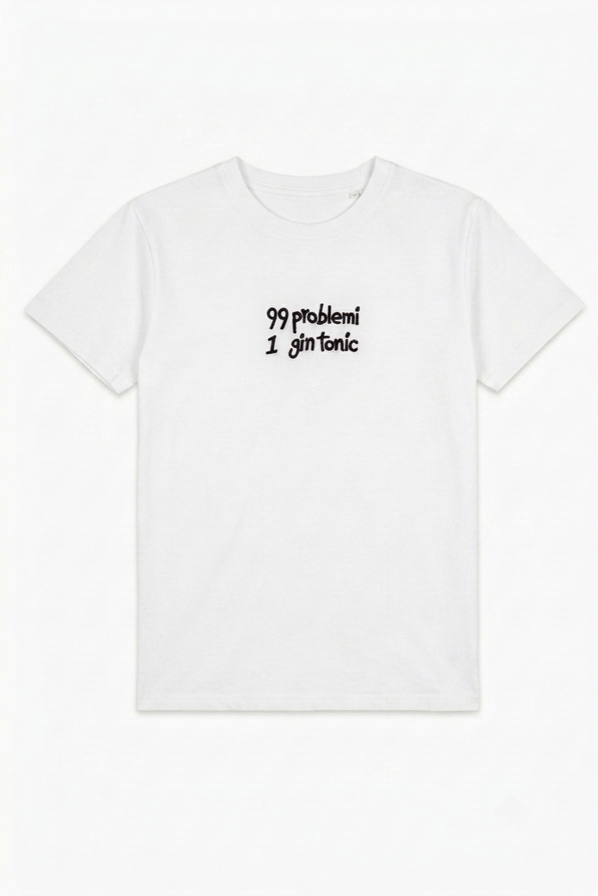 Tricou alb pentru damă cu imprimeu Gin Tonic