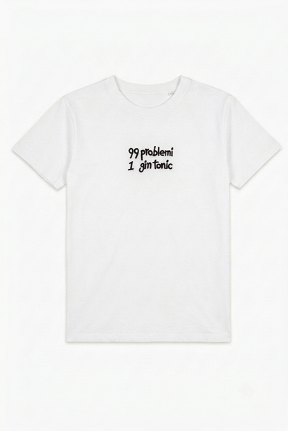 Tricou alb pentru damă cu imprimeu Gin Tonic