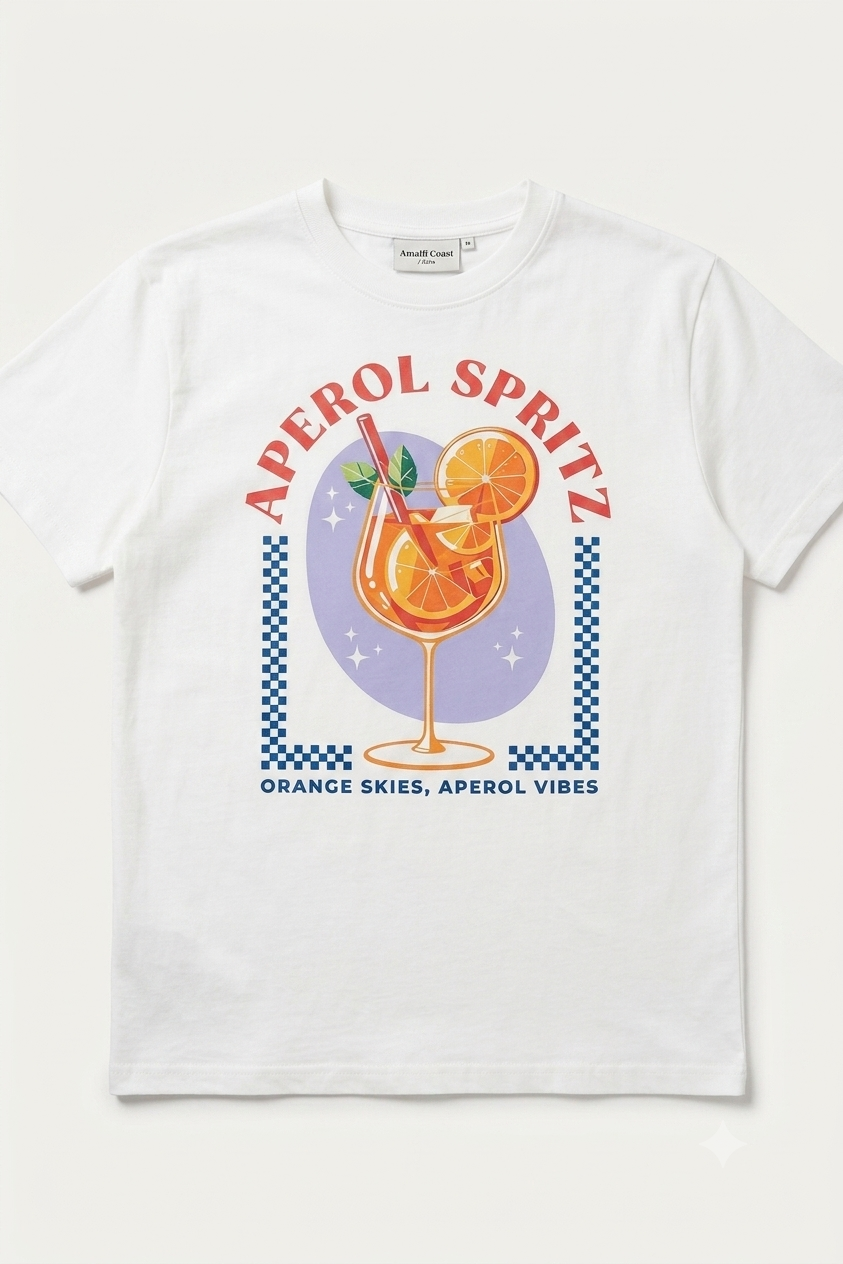 Tricou premium din bumbac pentru damă cu imprimeu Aperol Spritz