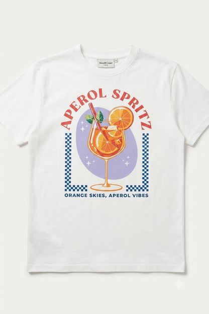 Tricou premium din bumbac pentru damă cu imprimeu Aperol Spritz