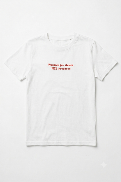 Tricou alb Made in Italy cu mesaj Previsioni Prosecco