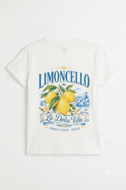 Tricou casual damă cu imprimeu inspirat de Coasta Amalfi, Made in Italy